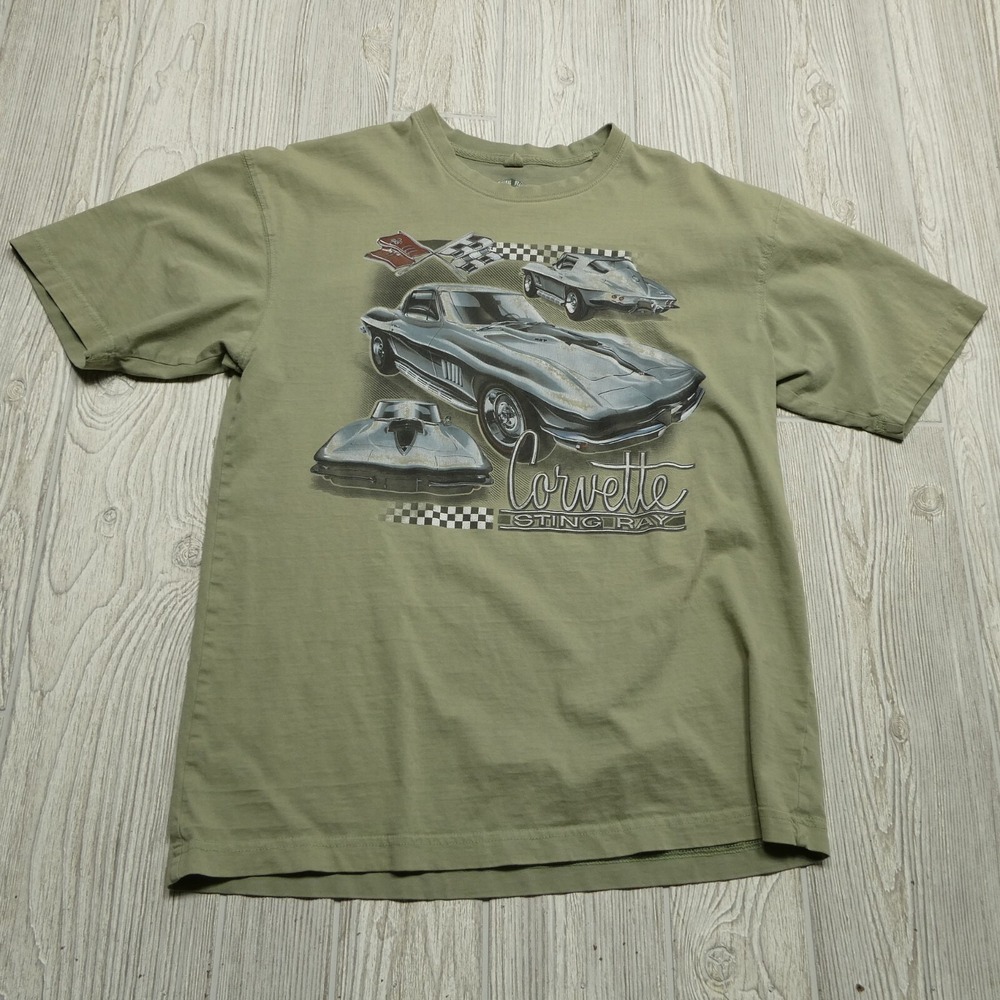 Out of Bounds Shirt Size Small Green Corvette Stingray Graphic T Shirt Mens